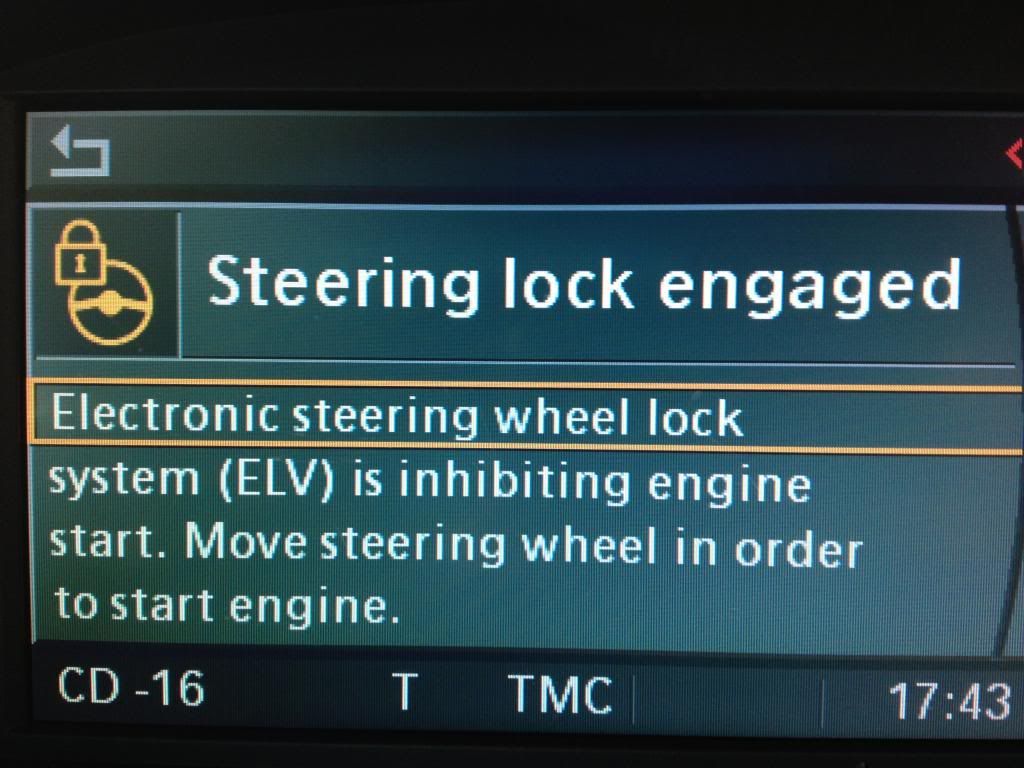 Electronic steering lock fault bmw