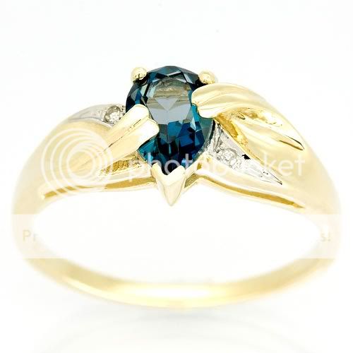 94CT NATURAL LONDON BLUE TOPAZ & DIAMOND 9CT 9K SOLID GOLD RINGS