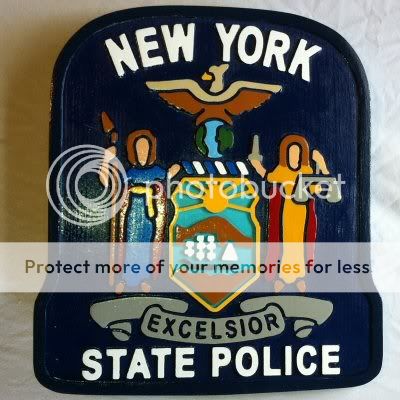 Police Department New York State 3d routed carved wood patch sign 